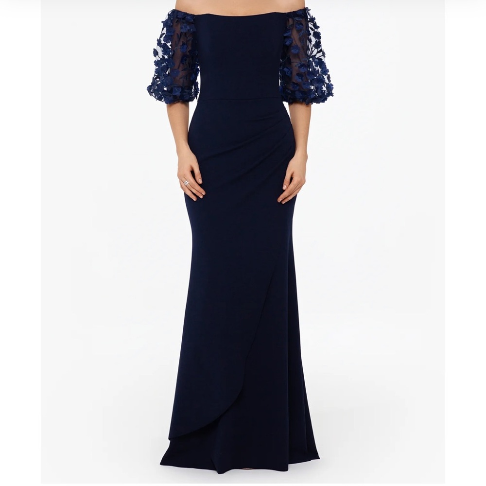 XSCAPE Off the shoulder floor length dress